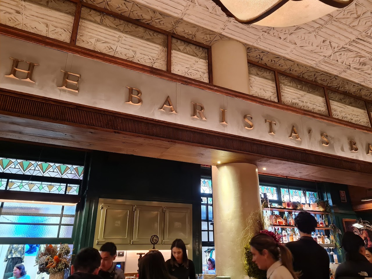 Bar signage and stained glass details